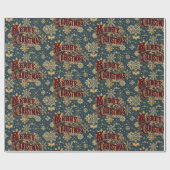 Vrolijk kerstfeest met  gouden sneeuwvlokken cadeaupapier (Vlak)