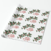 Vrolijk kerstfeest met groenbijkantoren die papier (Uitgerold)