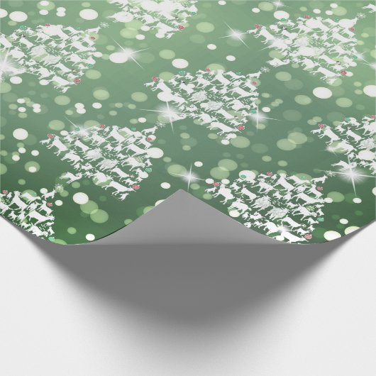 Vrolijk kerstfeest met groene bokeh Goat met kerst Cadeaupapier (Hoek)