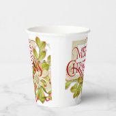 Vrolijk kerstfeest met groene Florals Papieren Bekers (Rechts)