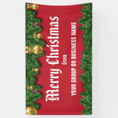 Vrolijk kerstfeest met groene grens buiten spandoek (Verticaal)