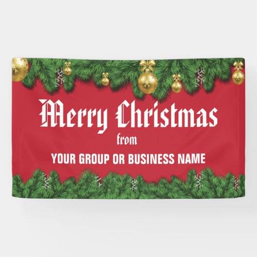 Vrolijk kerstfeest met groene grens buiten spandoek (Horizontaal)