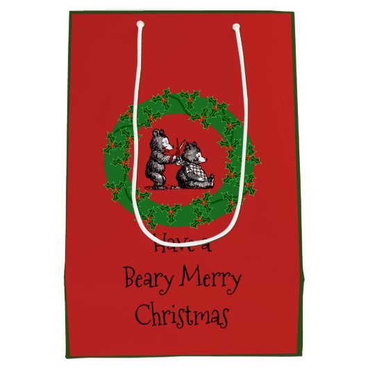 Vrolijk kerstfeest met hairdresser, Stylist of Bar Medium Cadeauzakje (Achterkant)