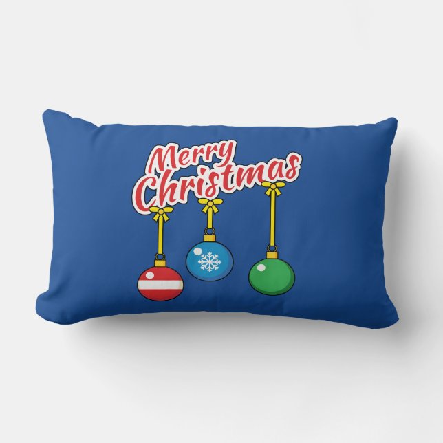 Vrolijk kerstfeest met hangende ballen kussen (Voorkant)