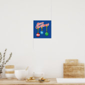Vrolijk kerstfeest met hangende ballen poster (Keuken)