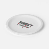 Vrolijk kerstfeest met harten papieren bordje (Gekanteld)