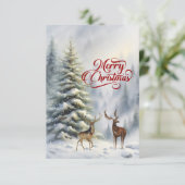 Vrolijk kerstfeest met hert en hert (Staand voorkant)
