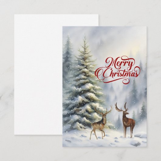 Vrolijk kerstfeest met hert en hert (Voorkant / Achterkant)