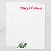 Vrolijk kerstfeest met Holly en Candle Briefpapier (Voorkant / Achterkant)