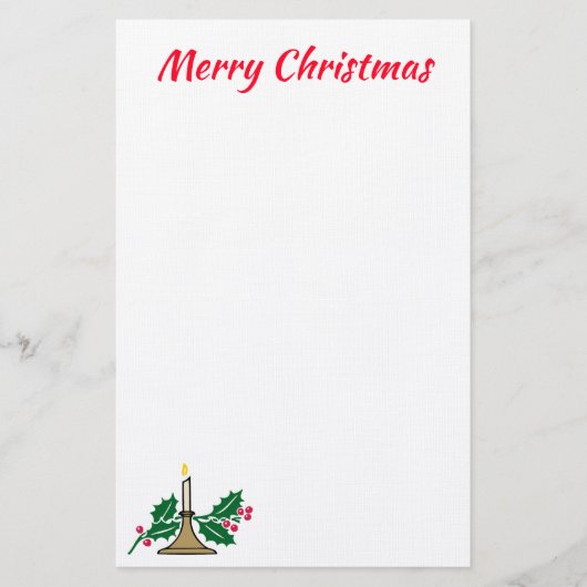 Vrolijk kerstfeest met Holly en Candle Briefpapier (Voorkant)