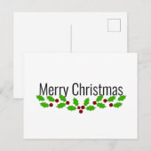 Vrolijk kerstfeest met Holly Feestdagenkaart (Voorkant / Achterkant)