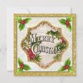 Vrolijk kerstfeest met Holly-Kaart voor kerstmis Feestdagenkaart