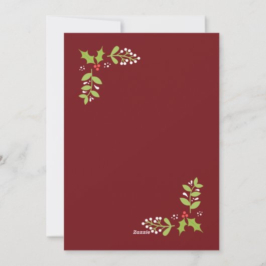 Vrolijk kerstfeest met Holly & Mistletoe Feestdagenkaart (Achterkant)