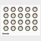 Vrolijk kerstfeest met Holly Mistletoe Gepersonali Ronde Sticker (Vel)