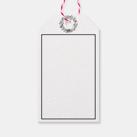 Vrolijk kerstfeest met Holly Script Black White Cadeaulabel (Achterkant)