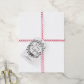 Vrolijk kerstfeest met Holly Script Black White Cadeaulabel (Met Touw)