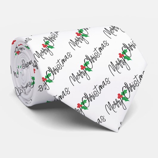 Vrolijk kerstfeest met Holly Trim Stropdas (Opgerold)