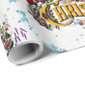 Vrolijk kerstfeest met ijsblauwe sneeuwvlokken cadeaupapier (Rol Hoek)