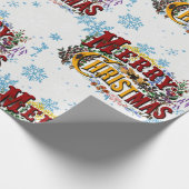 Vrolijk kerstfeest met ijsblauwe sneeuwvlokken cadeaupapier (Hoek)