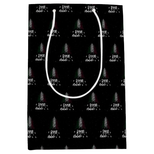 Vrolijk kerstfeest met Italiaanse vlag Medium Cadeauzakje (Voorkant)