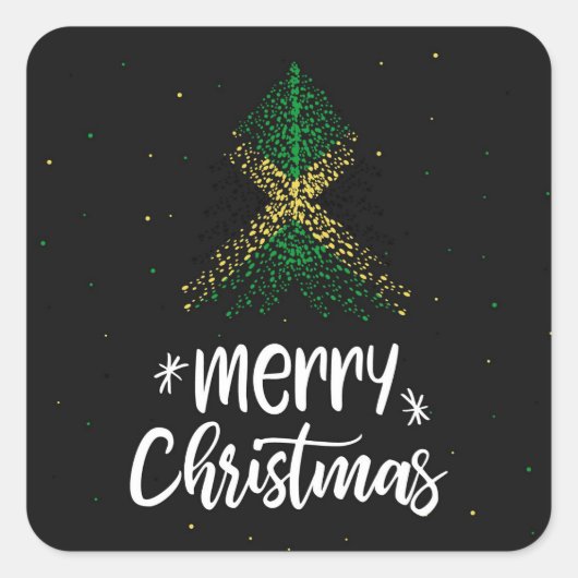 Vrolijk kerstfeest met Jamaica vlag Vierkante Sticker (Voorkant)
