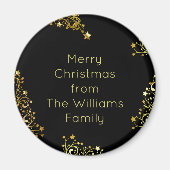 Vrolijk kerstfeest met Jouw naam Black Gold toevoe Magneet (Voorkant)