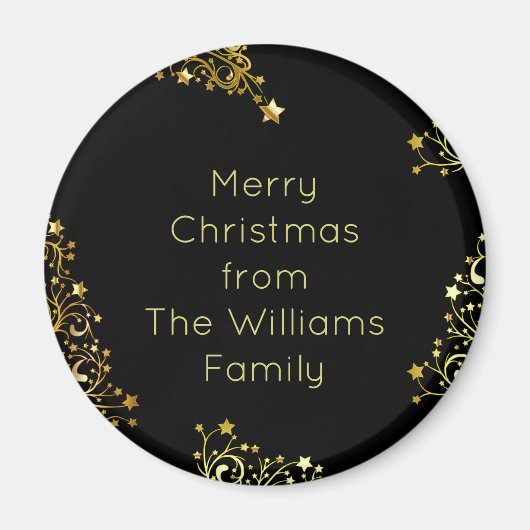 Vrolijk kerstfeest met Jouw naam Black Gold toevoe Magneet (Voorkant)