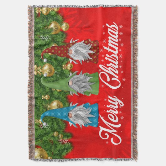 Vrolijk kerstfeest met kabouters deken (Voorkant Verticaal)