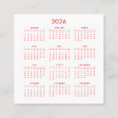 Vrolijk kerstfeest met kalender vierkante visitekaartje (Achterkant)