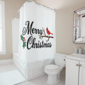 Vrolijk kerstfeest met kardinaal douchegordijn (In situ)