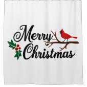 Vrolijk kerstfeest met kardinaal douchegordijn (Voorkant)