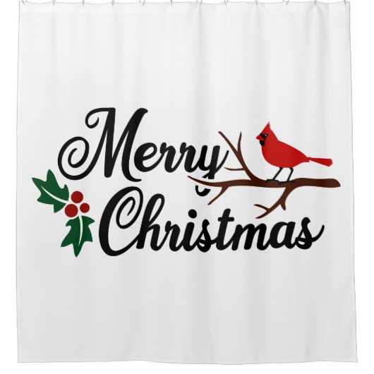 Vrolijk kerstfeest met kardinaal douchegordijn (Voorkant)