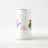 Vrolijk kerstfeest met kat en puppy bierpul (Center)