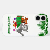 Vrolijk kerstfeest met kat en puppy Case-Mate iPhone case (Achterkant (horizontaal))