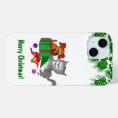 Vrolijk kerstfeest met kat en puppy Case-Mate iPhone case (Achterkant (horizontaal))