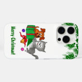 Vrolijk kerstfeest met kat en puppy Case-Mate iPhone case (Achterkant (horizontaal))