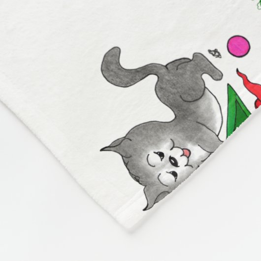 Vrolijk kerstfeest met kat en puppy fleece deken (Hoek)