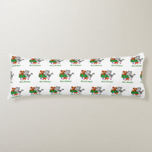 Vrolijk kerstfeest met kat en puppy lichaamskussen