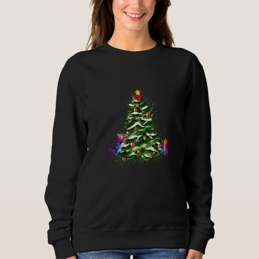 Vrolijk kerstfeest met katten en kerstbomen trui (Voorkant)