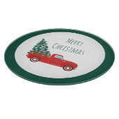 Vrolijk kerstfeest met kerstbomen groen snijplank (Hoek)