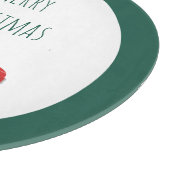 Vrolijk kerstfeest met kerstbomen groen snijplank (Hoek)