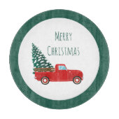 Vrolijk kerstfeest met kerstbomen groen snijplank (Voorkant)