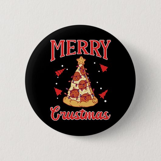 Vrolijk kerstfeest met kerstbomen ronde button 5,7 cm (Voorkant)
