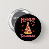 Vrolijk kerstfeest met kerstbomen ronde button 5,7 cm (Voorkant /achterkant)