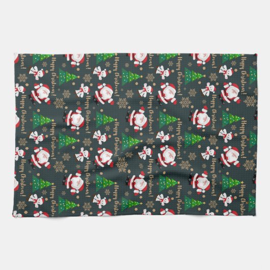 Vrolijk kerstfeest met kerstbomen theedoek (Horizontaal)