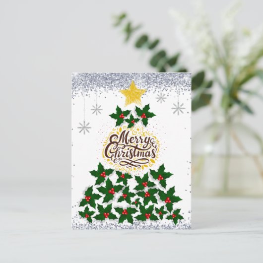 Vrolijk kerstfeest met kerstboom briefkaart (Staand voorkant)