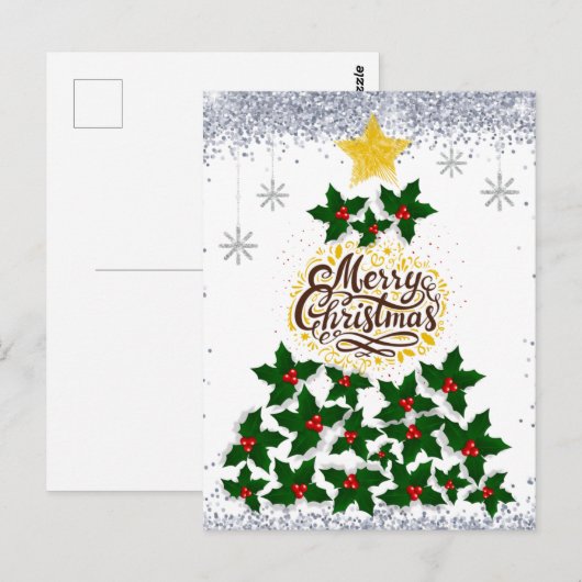 Vrolijk kerstfeest met kerstboom briefkaart (Voorkant / Achterkant)