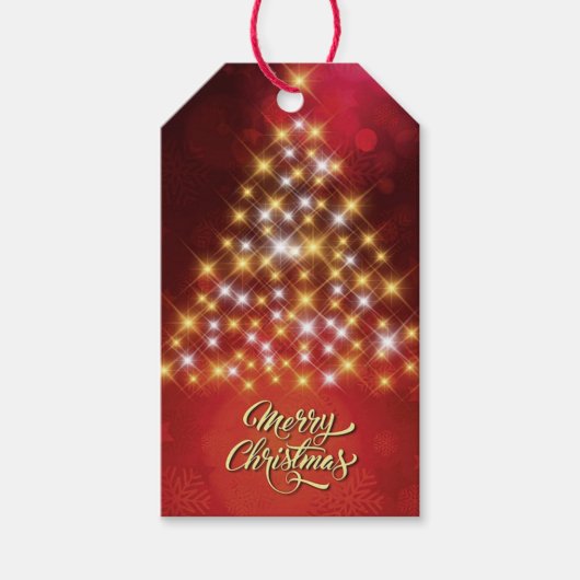 Vrolijk kerstfeest met kerstboom cadeaulabel (Voorkant)