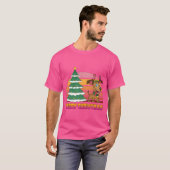 Vrolijk kerstfeest met kerstboom en schattige hond t-shirt (Voorkant volledig)
