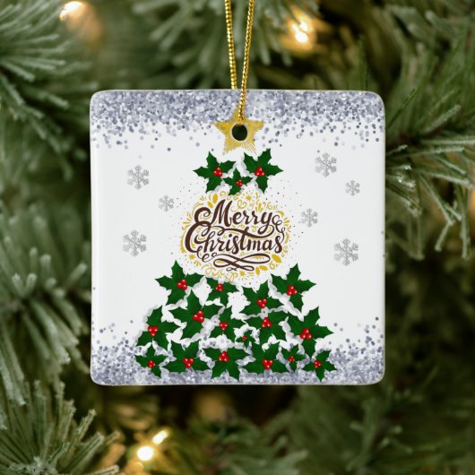 Vrolijk kerstfeest met kerstboom keramisch ornament (Boom)